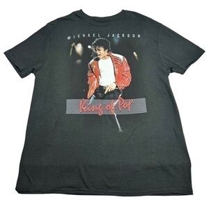 Michael Jackson Mens T-Shirt Graphic Logo King of Pop Black Size Large